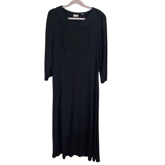 DKNY Dress 14 Black Pilgrim Grunge Steampunk Neutral Minimalist Preppy Retro - Picture 1 of 12